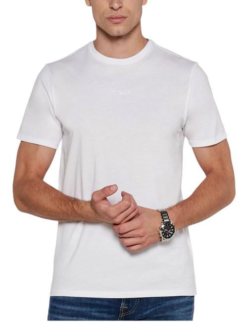 GUESS PIMA Camiseta de algodón con logo bordado purwhite - camiseta