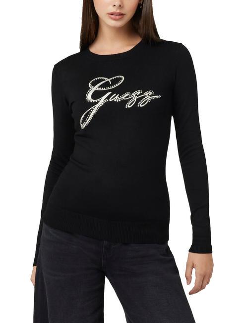 GUESS OLIVE Jersey de cuello redondo con strass jetbla - Suéteres de mujer