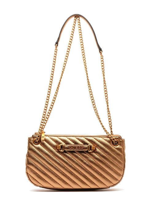 GUESS SELA Bolso bandolera metalizado bronce - Bolsos Mujer