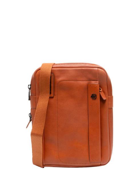 PIQUADRO X18 bolso de cuero grande naranja2 - Bandoleras Hombre