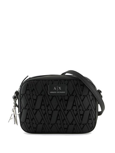 ARMANI EXCHANGE A|X bolso cámara con logo flocado negro - Bolsos Mujer