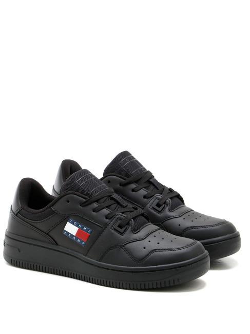 TOMMY HILFIGER TOMMY JEANS Retro Basket Essential Zapatillas de piel NEGRO - Zapatos Mujer