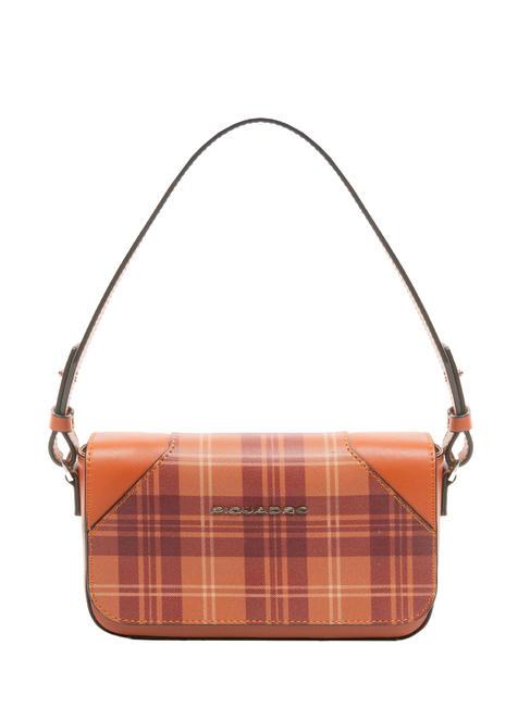 PIQUADRO MUSE Crossover in pelle con patta Crossover de piel con solapa cheque naranja - Bolsos Mujer