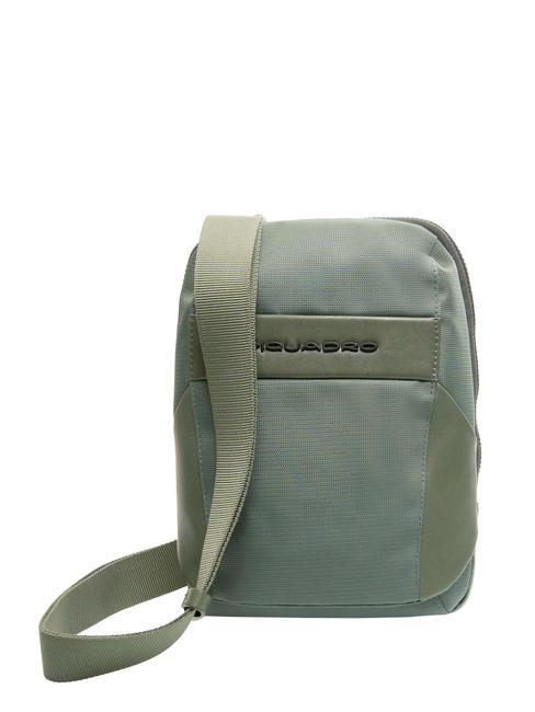 PIQUADRO WOODY Bolso de piel y tela VERDE - Bandoleras Hombre