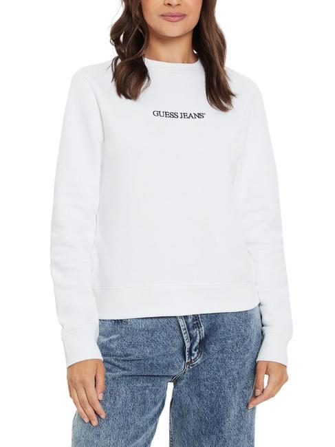 GUESS JEANS LOGO Sudadera regular fit con cuello redondo purwhite - Sudaderas de mujer