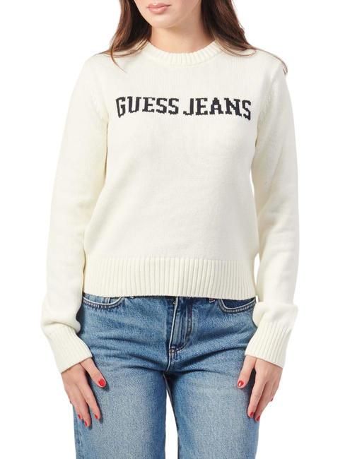 GUESS JEANS INTARSIA  Jersey de algodón blanco cálido - Suéteres de mujer