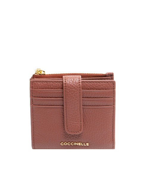 COCCINELLE METALLIC SOFT Cartera mini de piel brandy - Carteras Mujer