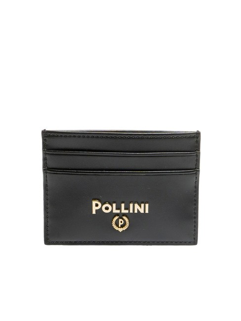 POLLINI METALLIC LOGO Tarjetero plano negro - Carteras Mujer