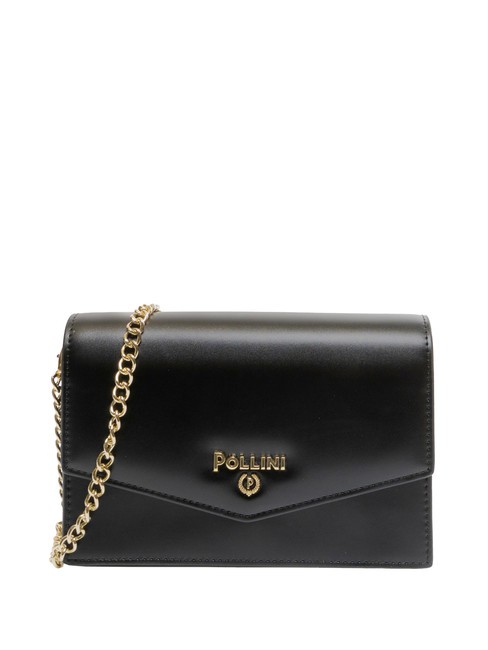 POLLINI METALLIC LOGO Bolso de hombro con cadena negro - Bolsos Mujer