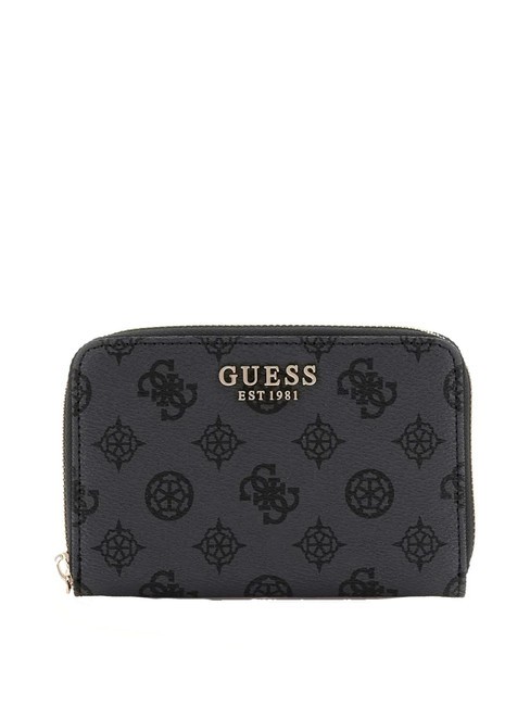 GUESS LAUREL Peony Cartera mediana con cremallera logotipo de carbón - Carteras Mujer