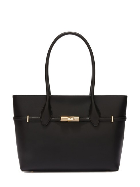 FURLA GOCCIA Bolso shopper de piel al hombro negro - Bolsos Mujer