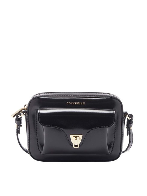 COCCINELLE BEAT SHINY CALF Mini bolso bandolera de piel brillante negro - Bolsos Mujer