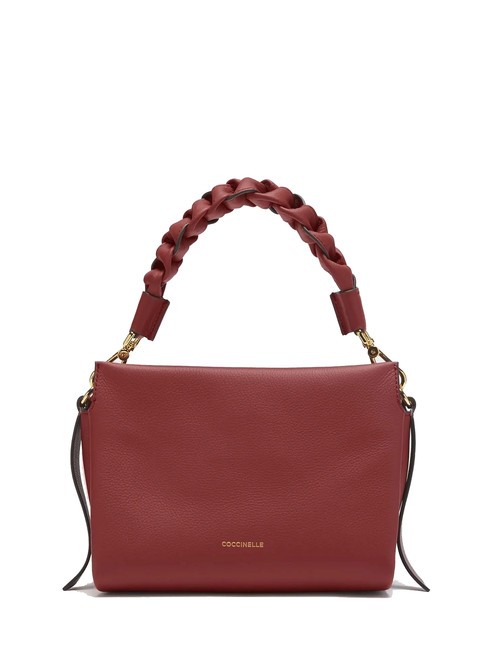 COCCINELLE BOHEME Bolso de mano, con bandolera, en piel brandy/verde.rojo - Bolsos Mujer