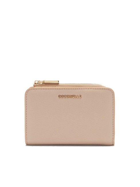 COCCINELLE METALLIC SOFT Cartera pequeña en piel texturizada rosetas - Carteras Mujer