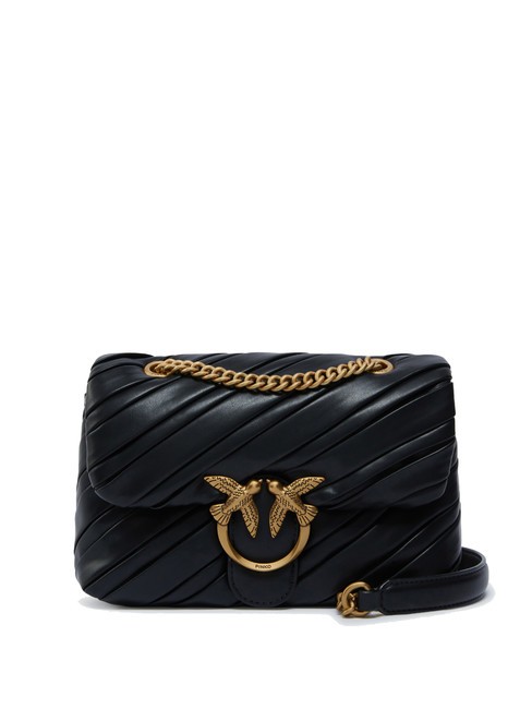 PINKO LOVE PUFF MINI Mini bolso bandolera en napa negro-oro antiguo - Bolsos Mujer