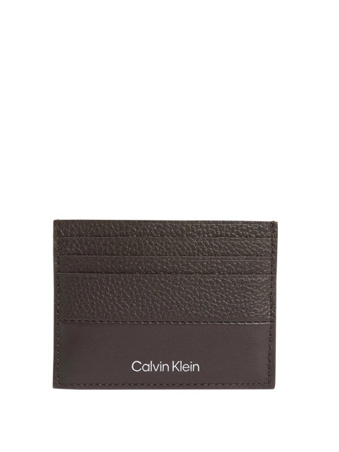 CALVIN KLEIN SUBTLE MIX Tarjetero plano de piel guijarro marrón java y liso - Carteras Hombre