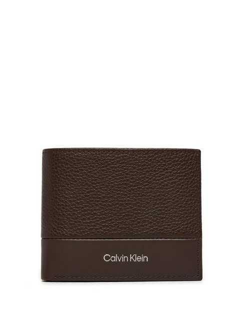 CALVIN KLEIN SUBTLE MIX Cartera de cuero guijarro marrón java y liso - Carteras Hombre