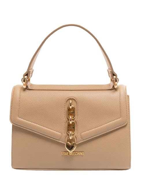 LOVE MOSCHINO GOLD HEART Bolso de mano, con bandolera crema - Bolsos Mujer