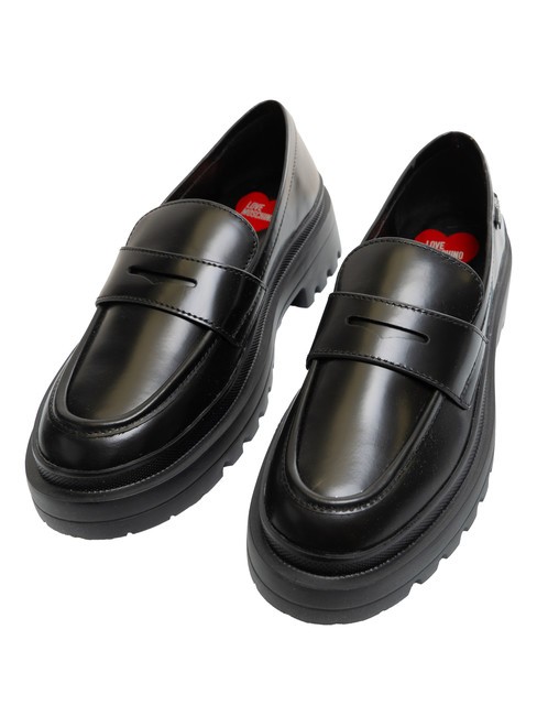 LOVE MOSCHINO HER  Mocasines de piel negro - Zapatos Mujer