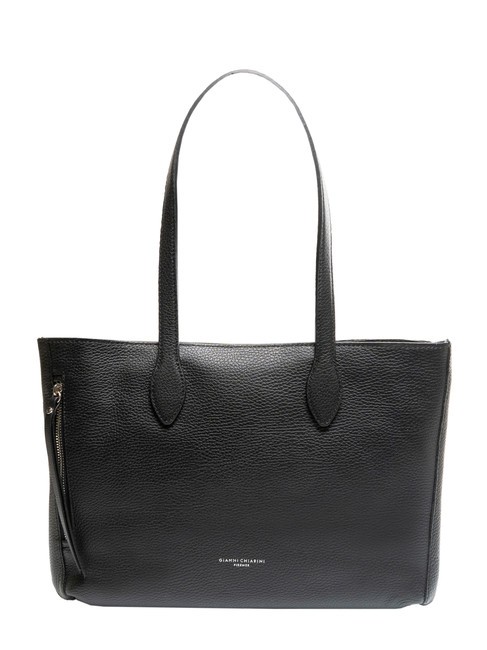 GIANNI CHIARINI TWIN Bolso shopping de piel martillada negro - Bolsos Mujer