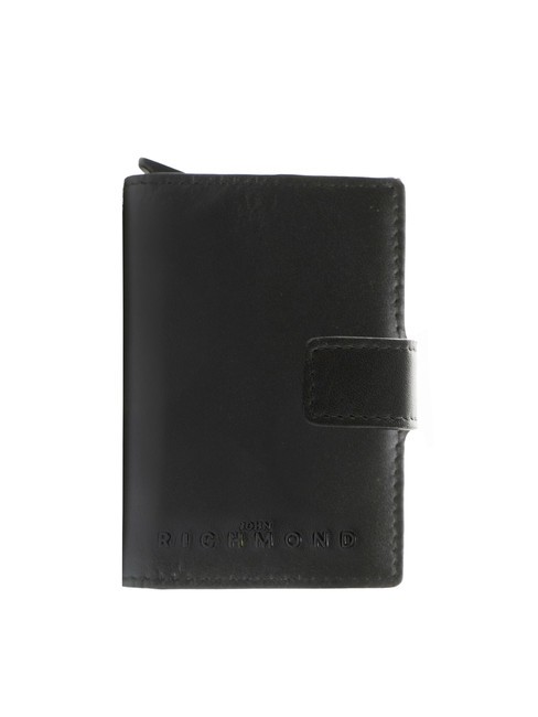 JOHN RICHMOND EMBOSSED LOGO Tarjetero de piel negro - Carteras Hombre