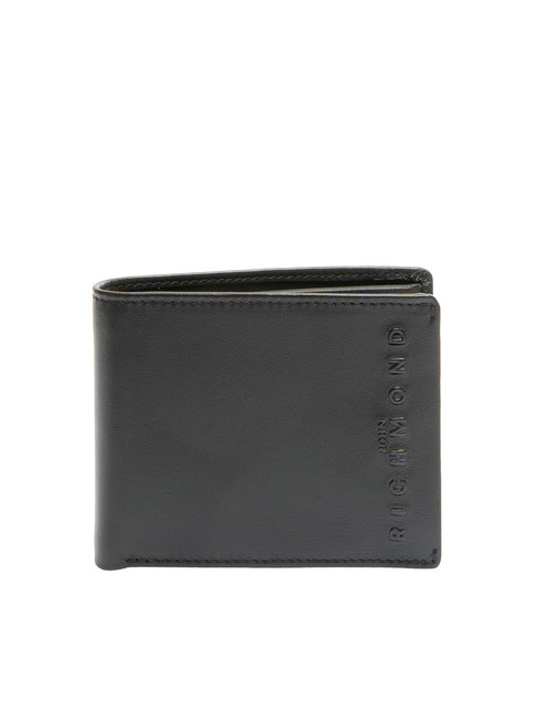 JOHN RICHMOND EMBOSSED LOGO Cartera de piel con monedero negro - Carteras Hombre