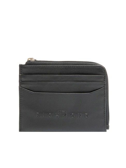 JOHN RICHMOND EMBOSSED LOGO Cartera plana de piel con cremallera negro - Carteras Hombre