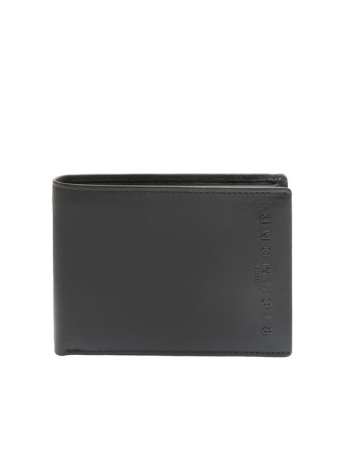 JOHN RICHMOND EMBOSSED LOGO Cartera de piel con monedero negro - Carteras Hombre