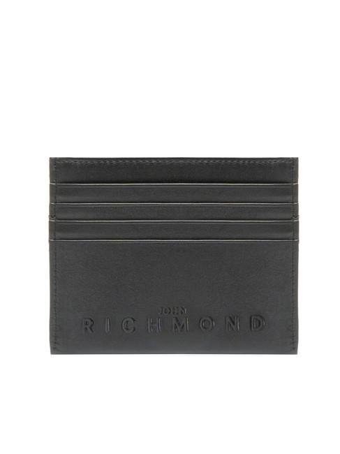 JOHN RICHMOND EMBOSSED LOGO Tarjetero plano de piel negro - Carteras Hombre