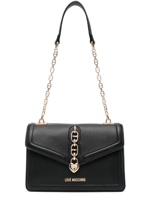 LOVE MOSCHINO CHAIN Bolso bandolera con solapa negro - Bolsos Mujer