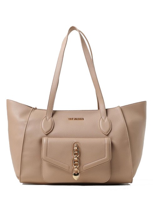 LOVE MOSCHINO HEART Bolso shopper de hombro crema - Bolsos Mujer