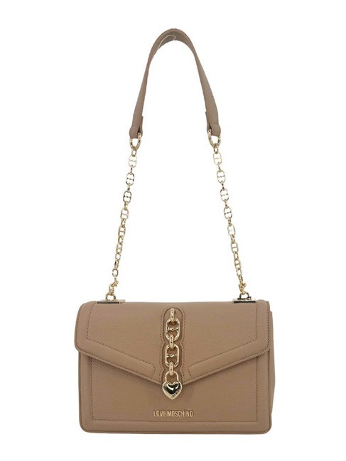 LOVE MOSCHINO CHAIN Bolso bandolera con solapa crema - Bolsos Mujer