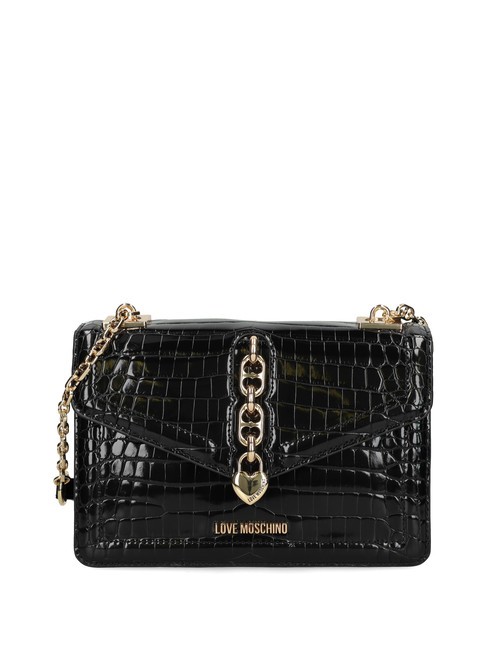 LOVE MOSCHINO CHAIN CROCO Bolso bandolera estampado negro - Bolsos Mujer