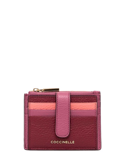 COCCINELLE METALLIC TRICOLOR Tarjetero de piel con monedero gar.r/pu.p/hy.p - Carteras Mujer