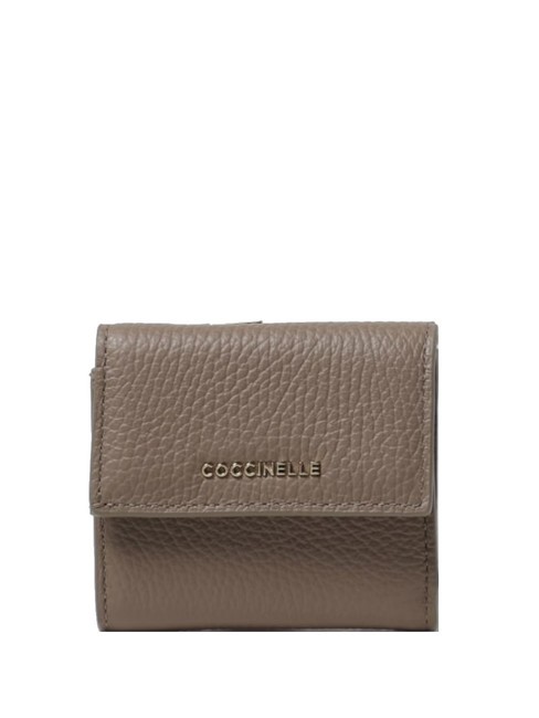 COCCINELLE METALLIC SOFT Cartera de piel granulada topo cálido - Carteras Mujer