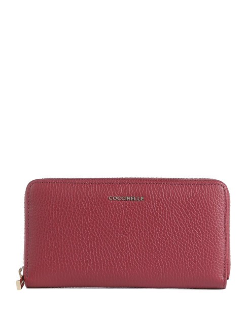 COCCINELLE METALLIC SOFT Cartera en piel texturizada rojo granate - Carteras Mujer