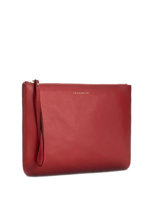 COCCINELLE ALIAS Bolso de mano de piel con puño rojo granate - Bolsos Mujer