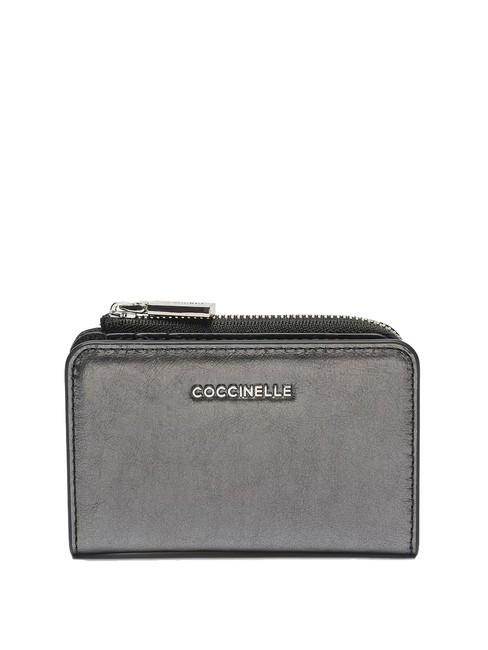 COCCINELLE METALLIC PEPITA Cartera de cuero negro - Carteras Mujer