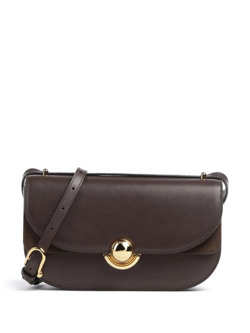 FURLA SFERA Bolso bandolera de piel con solapa chocolate - Bolsos Mujer