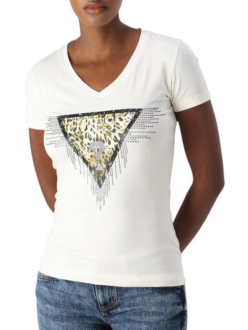 GUESS TRIANGLE TIGER  Camiseta de manga corta cremwhi - camiseta