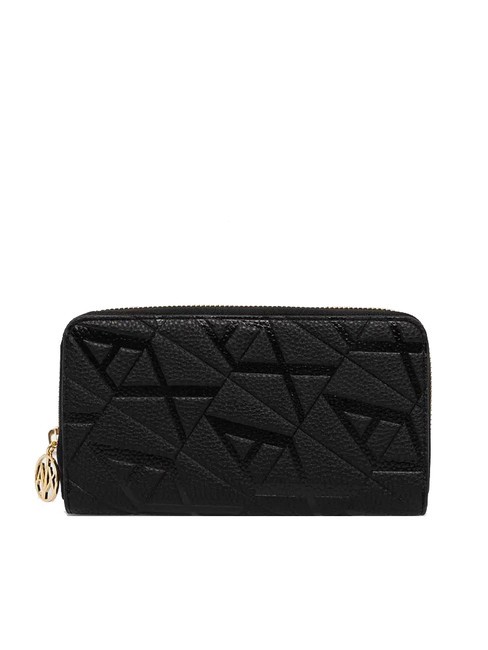 ARMANI EXCHANGE A|X EMBOSSED Cartera grande con cremallera alrededor negro Negro - Carteras Mujer