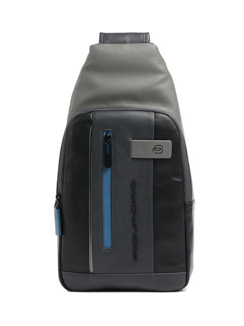 PIQUADRO URBAN  Mochila de piel de un solo hombro gris negro - Mochilas para portátil