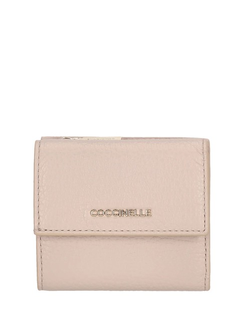 COCCINELLE METALLIC SOFT Cartera de piel granulada rosetas - Carteras Mujer