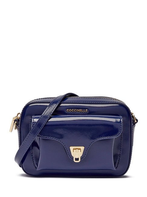 COCCINELLE BEAT SHINY CALF Mini bolso bandolera de piel brillante azul real - Bolsos Mujer