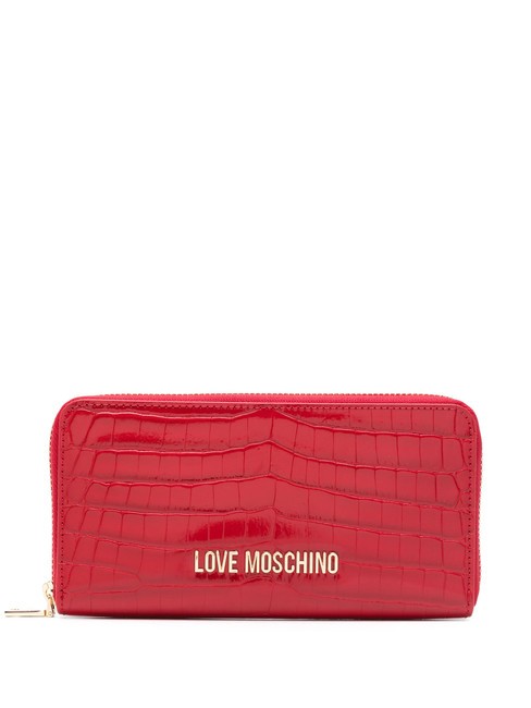 LOVE MOSCHINO SHINY CROCO Cartera grande con cremallera alrededor ROJO - Carteras Mujer