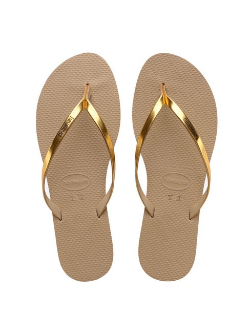 HAVAIANAS YOU METALLIC Chanclas de goma arena dorada metalizada - Zapatos Mujer