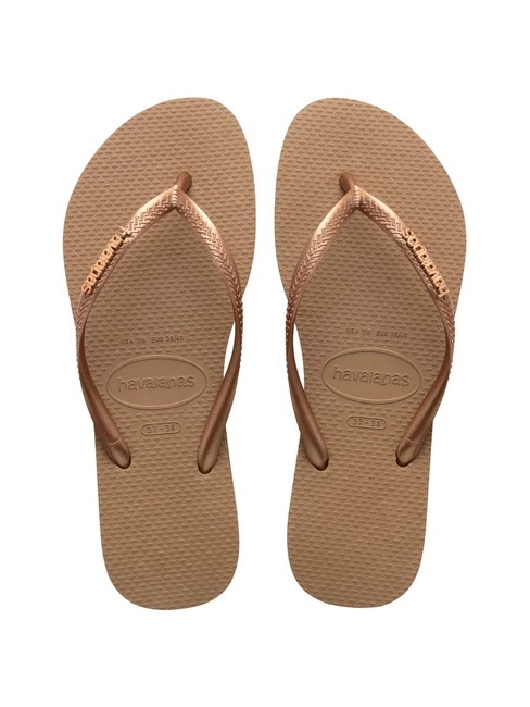 HAVAIANAS SLIM LOGO Chancletas rosa / oro - Zapatos Mujer