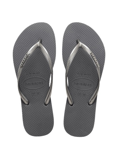 HAVAIANAS SLIM LOGO Chancletas acero / gris - Zapatos Mujer