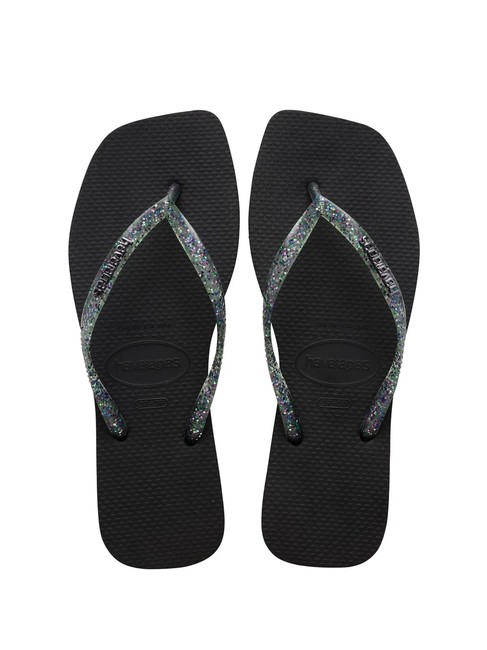 HAVAIANAS SQUARE LOGO Chancletas negro/plata - Zapatos Mujer