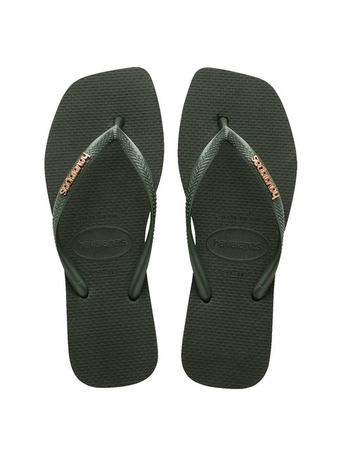 HAVAIANAS SQUARE LOGO Chancletas verde olivo - Zapatos Mujer